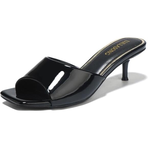 Women's Kitten Heels Sandals Low Heels Slip On Slides Heeled Square Open Toe - Picture 1 of 5